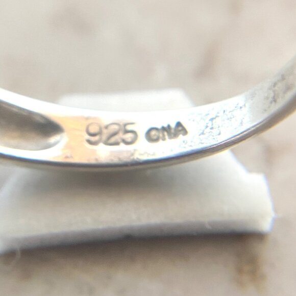 Sterling Silver 925 Black Onyx Cabochon Bypass Style Fixed Band Ring Sz 6.5 - Picture 10 of 16